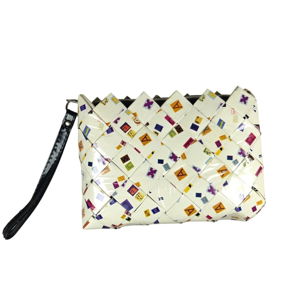 Nahui Ollin Woven Candy Wrapper Clutch Wristlet Zip Bag